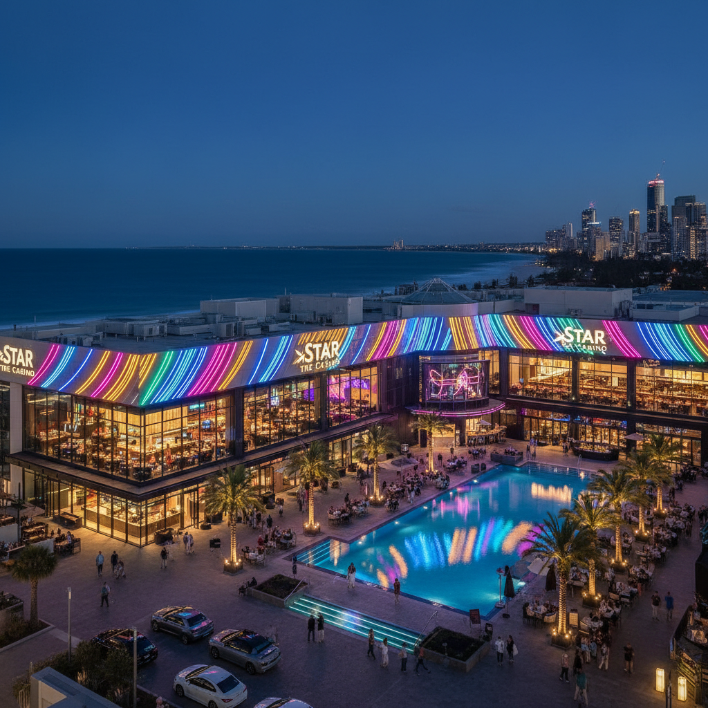 The Star Gold Coast entertainment complex illuminated at night